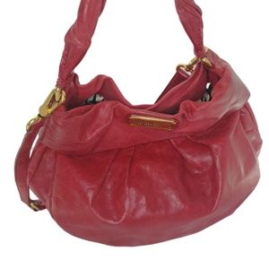 Marc Jacobs Pleated Red Leather Hobo Bag
